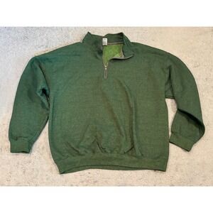 Gildan Heavy Blend Mens XL Forest Green Heather Quarter Zip Fleece Sweatshirt
